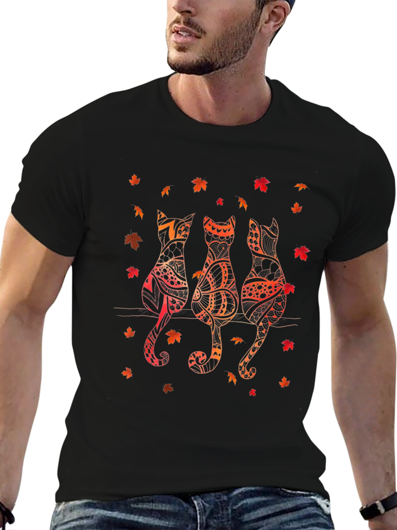 Fall Cats Graphic Tee - Autumn Style