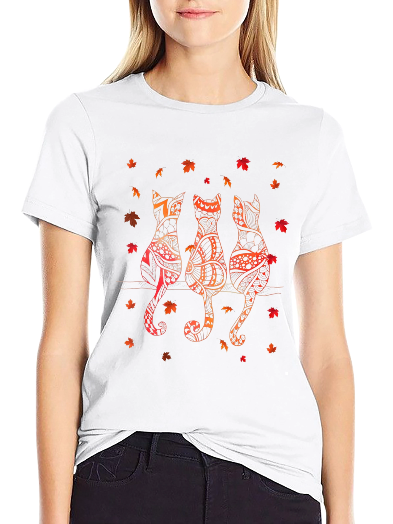 Fall Cats Graphic Tee - Autumn Style