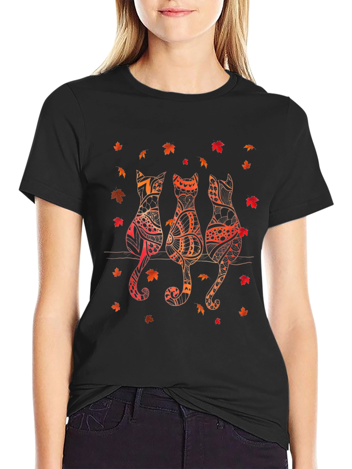 Fall Cats Graphic Tee - Autumn Style