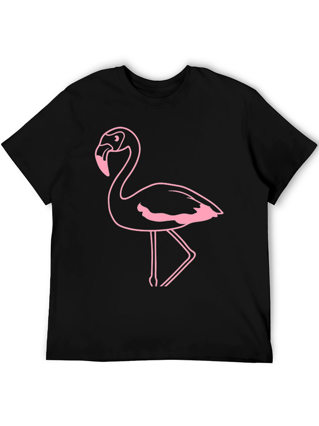 Flamingo Graphic Tee - Black Cotton Casual Shirt
