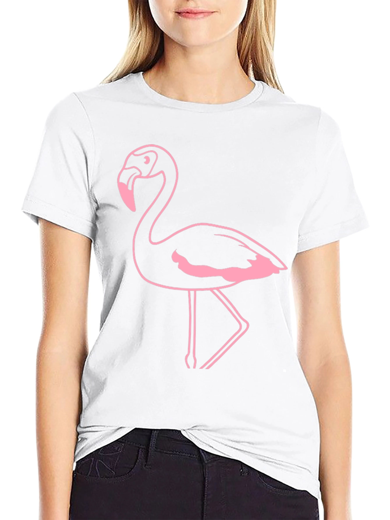 Flamingo Graphic Tee - Black Cotton Casual Shirt
