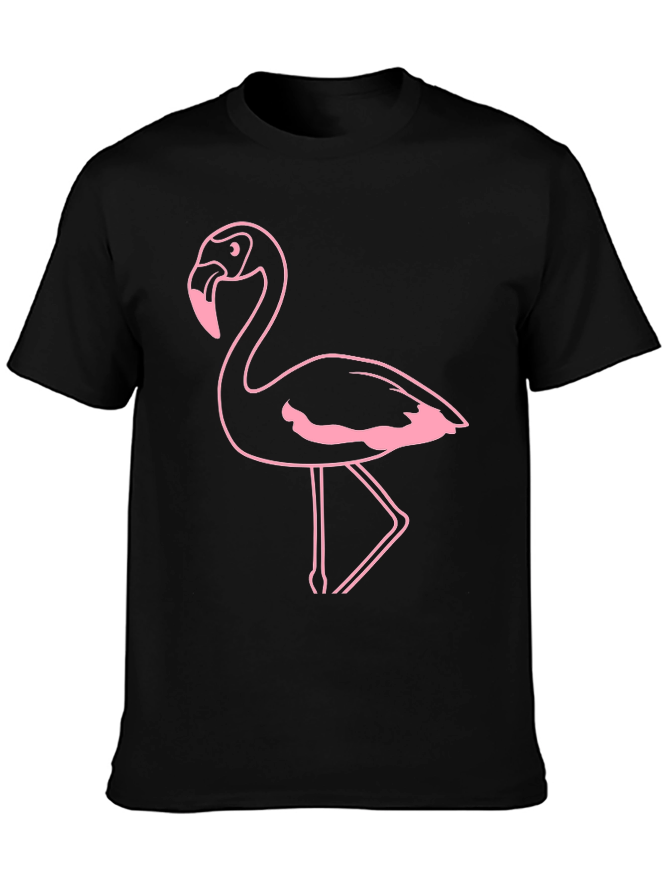 Flamingo Graphic Tee - Black Cotton Casual Shirt