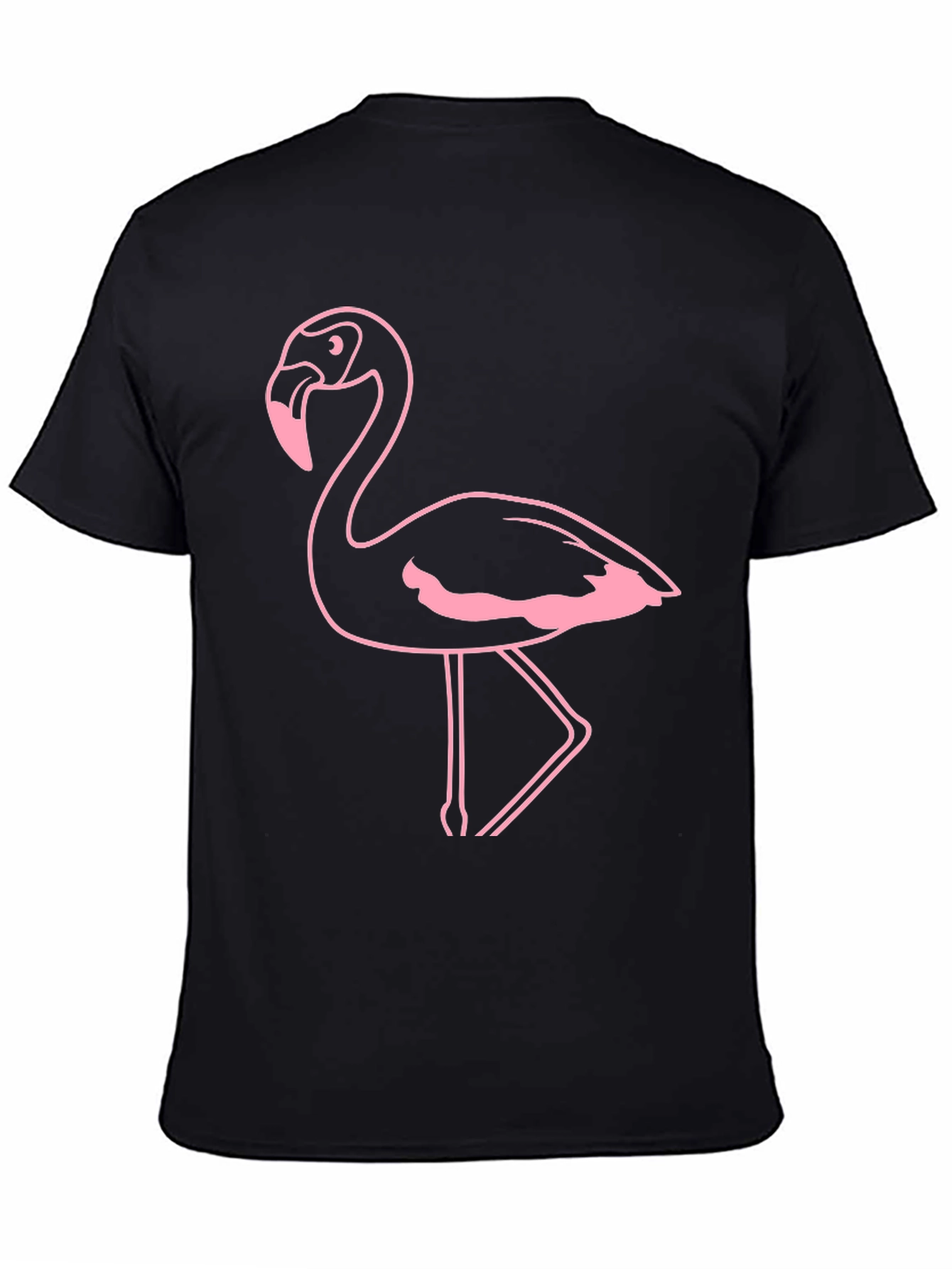 Flamingo Graphic Tee - Black Cotton Casual Shirt
