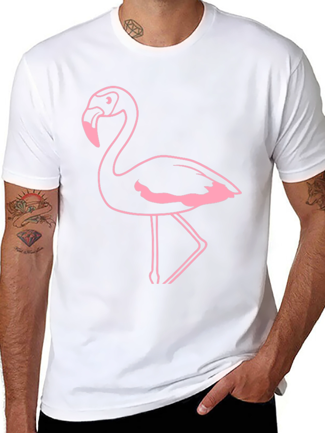 Flamingo Graphic Tee - Black Cotton Casual Shirt