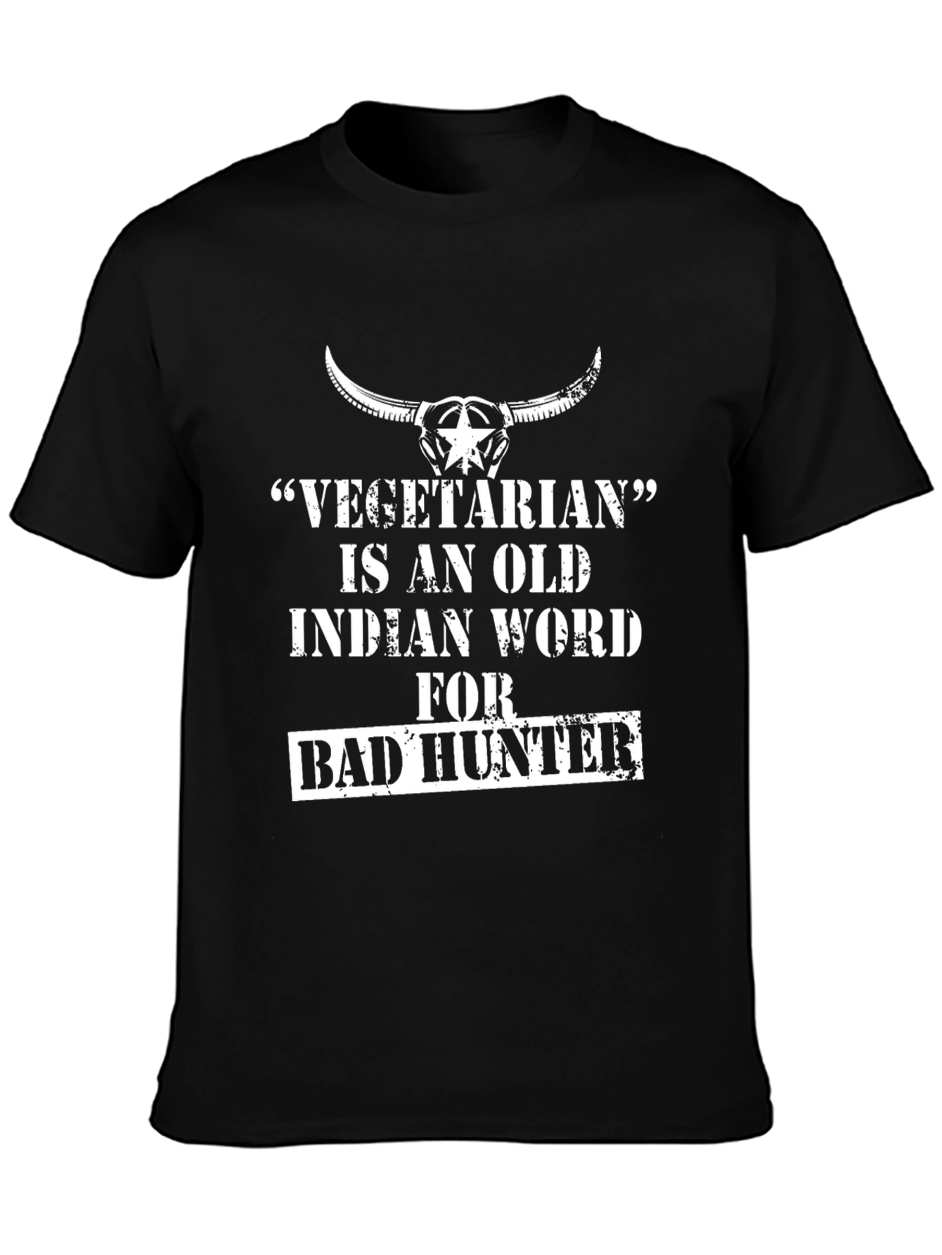 Vegetarian Bad Hunter Graphic Tee - Black Cotton T-Shirt