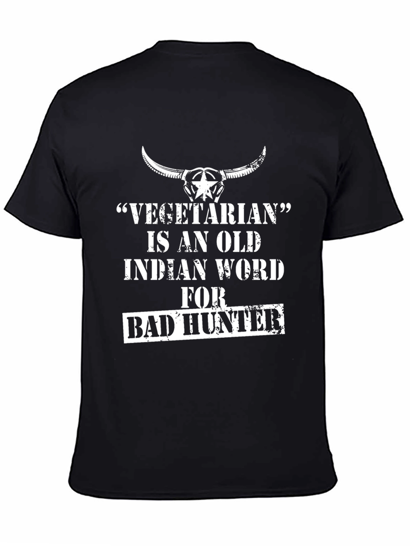Vegetarian Bad Hunter Graphic Tee - Black Cotton T-Shirt
