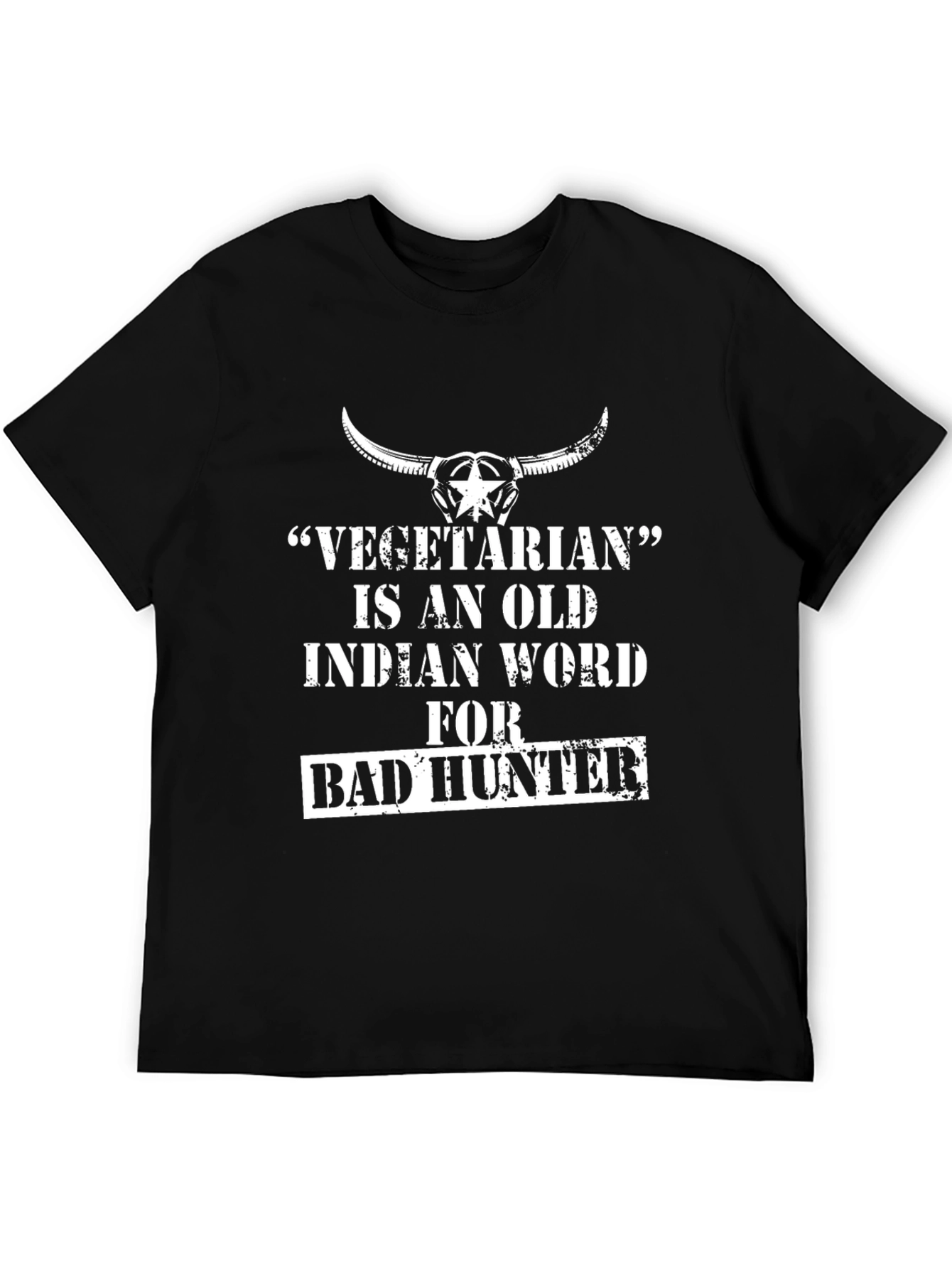 Vegetarian Bad Hunter Graphic Tee - Black Cotton T-Shirt
