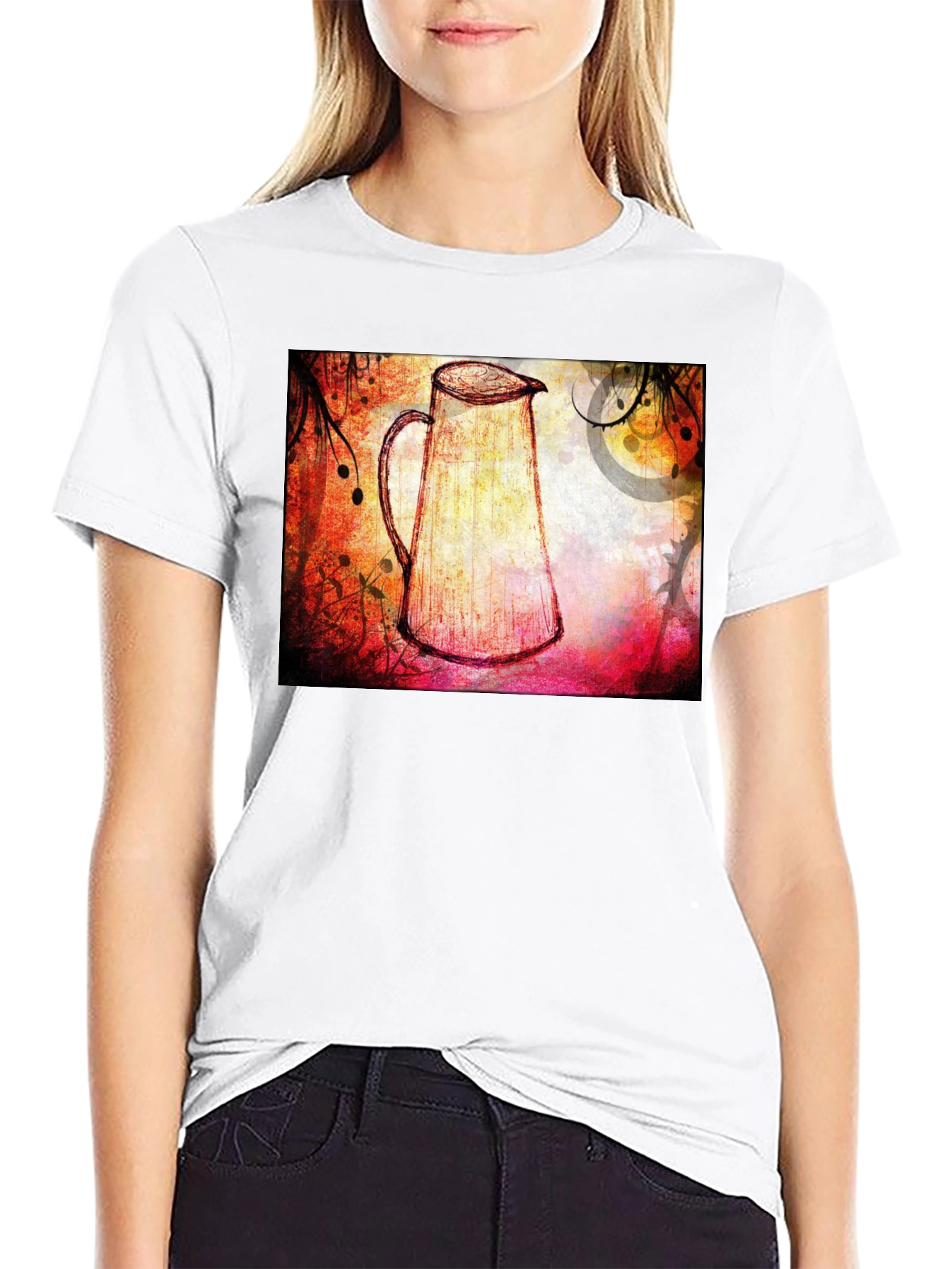 Abstract Pitcher Graphic Tee - Unique Artistic Design