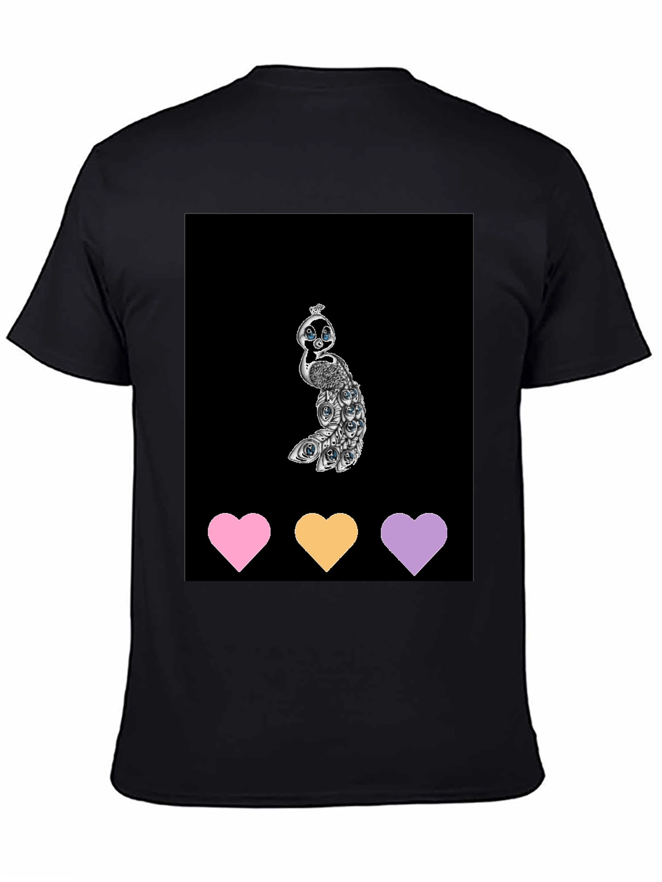 Peacock Graphic Tee - Black Casual Style