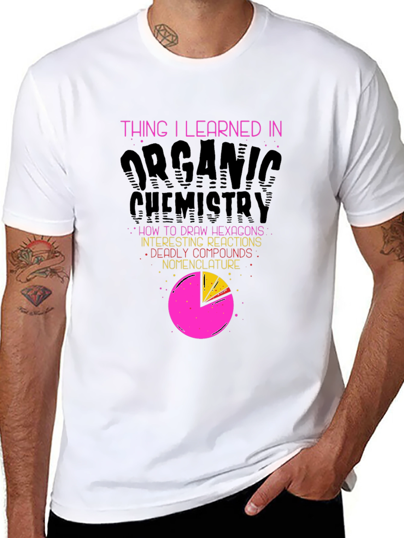 Organic Chemistry T-Shirt - Hexagons & Reactions