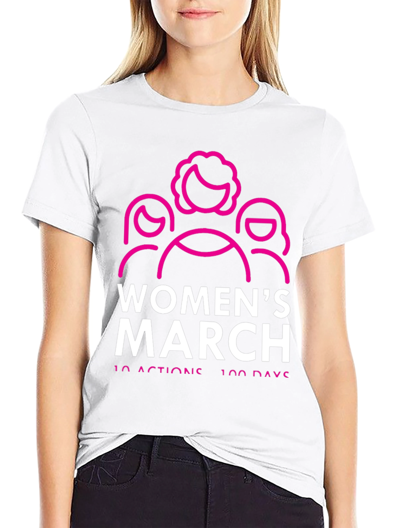 Womens March T-Shirt - 10 Actions 100 Days