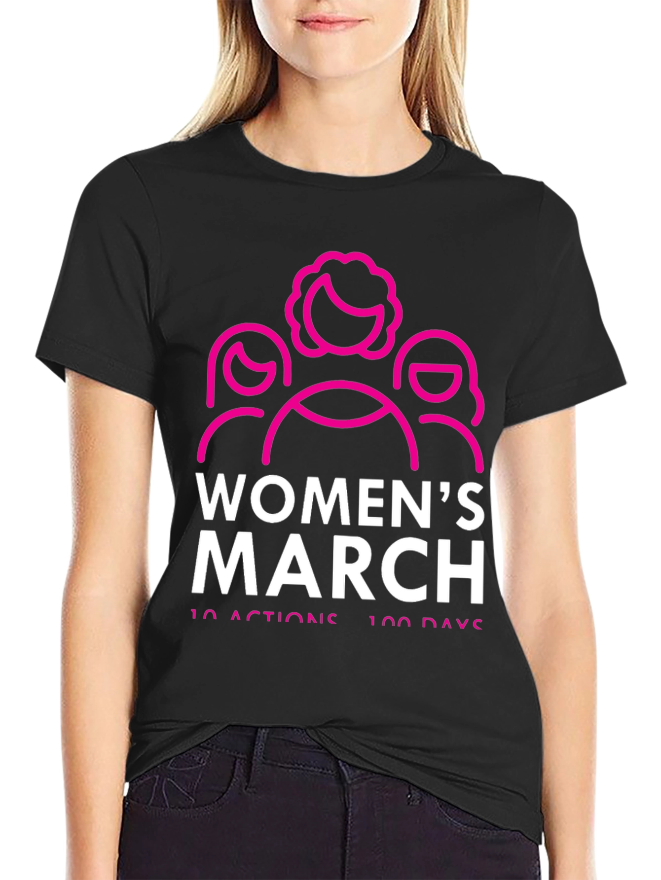 Womens March T-Shirt - 10 Actions 100 Days