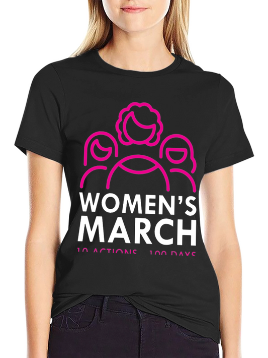 Womens March T-Shirt - 10 Actions 100 Days