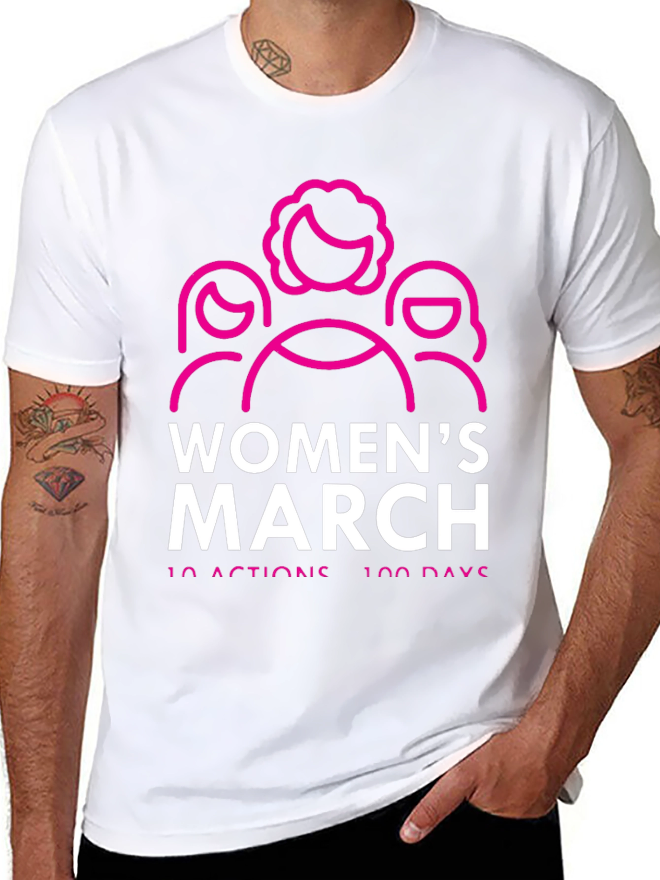Womens March T-Shirt - 10 Actions 100 Days