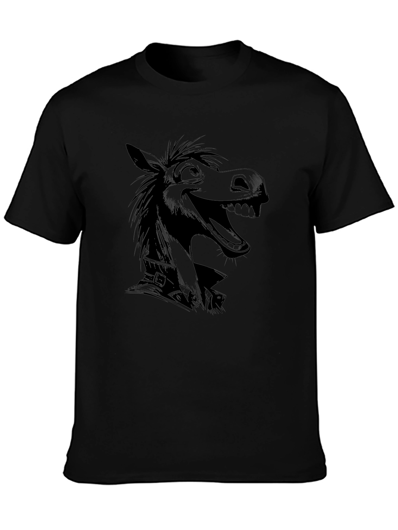 Cartoon Donkey Graphic Black T-Shirt