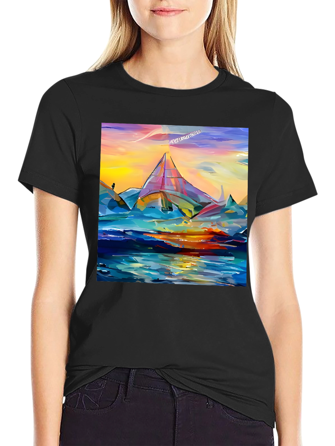 Abstract Mountain Graphic Tee - Artistic Design