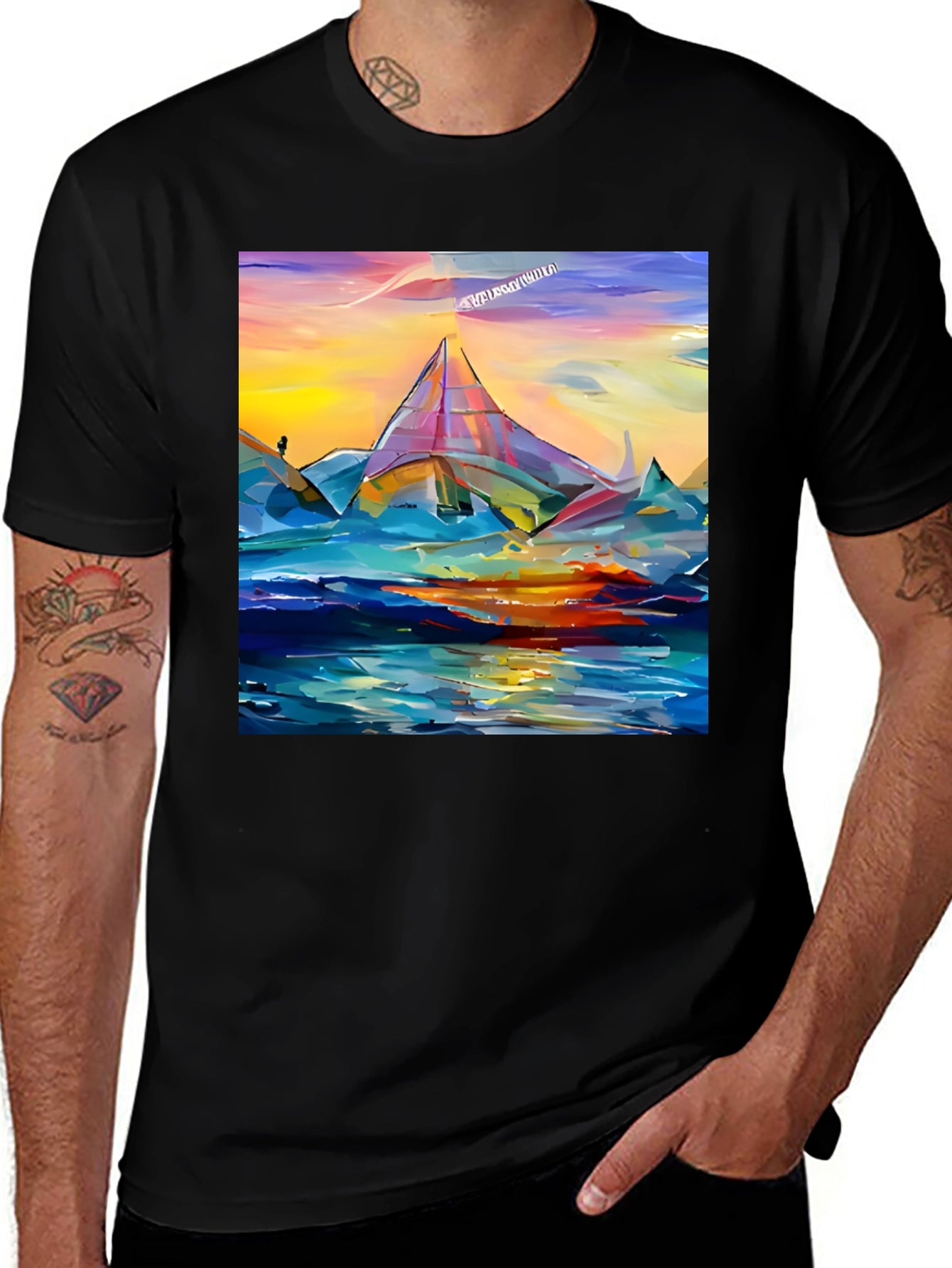 Abstract Mountain Graphic Tee - Artistic Design
