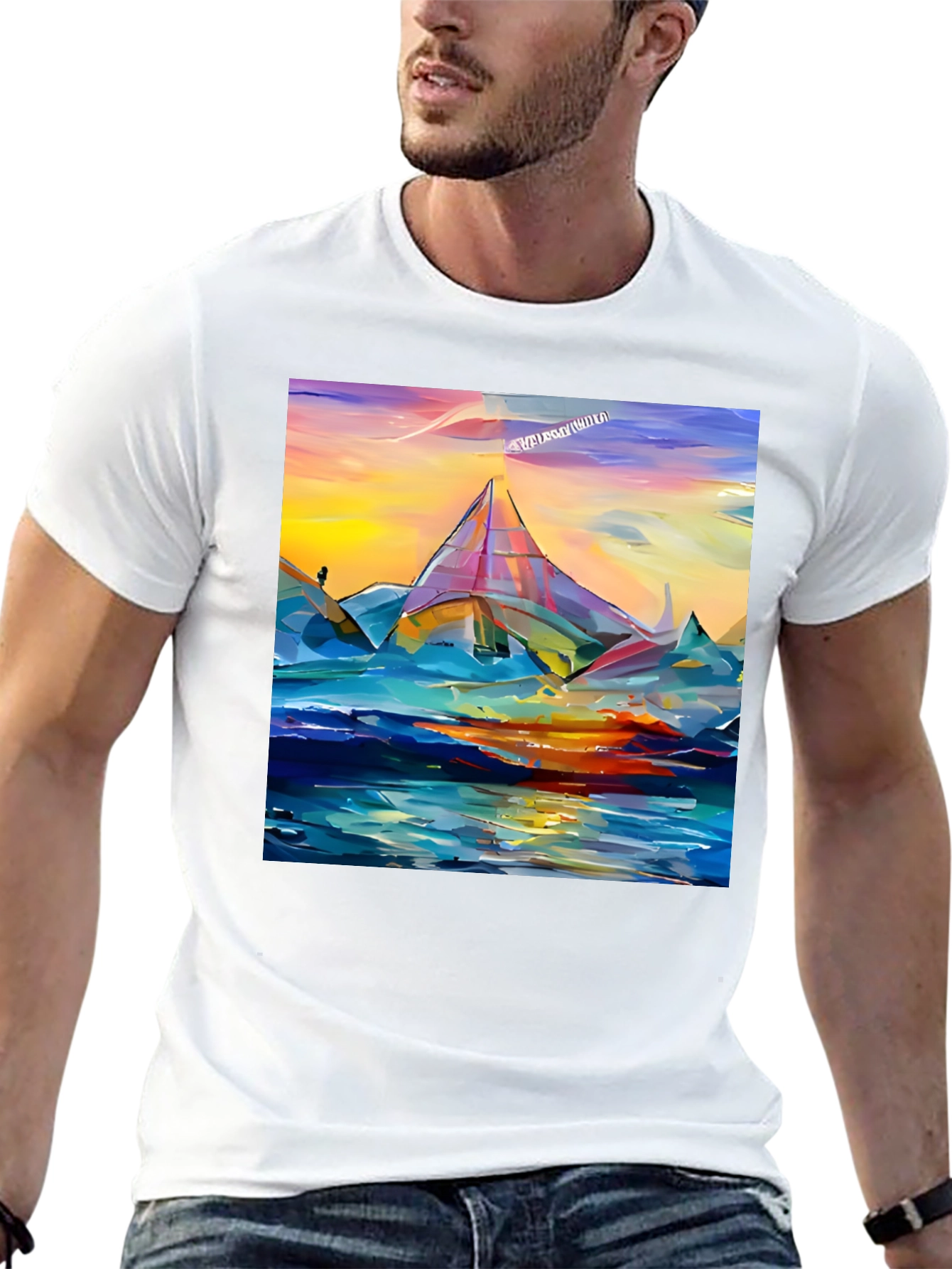 Abstract Mountain Graphic Tee - Artistic Design