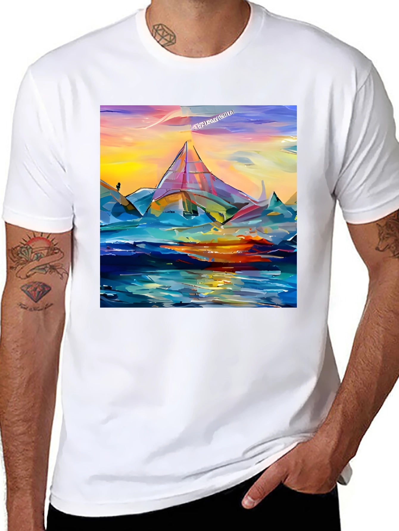 Abstract Mountain Graphic Tee - Artistic Design