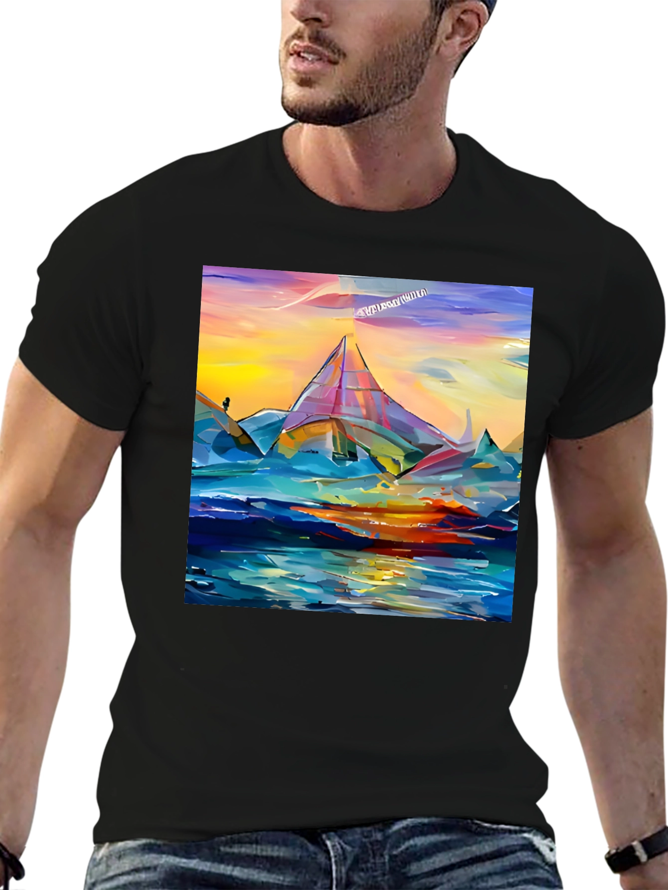 Abstract Mountain Graphic Tee - Artistic Design