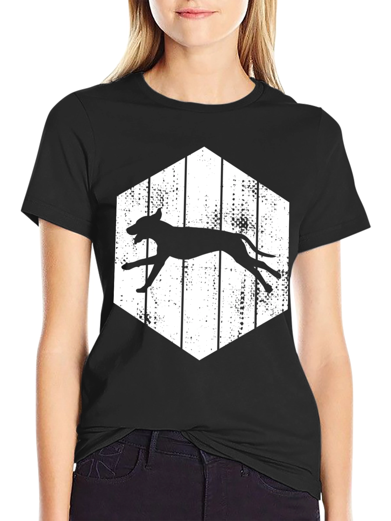 Running Dog Graphic Tee - Hexagon Design