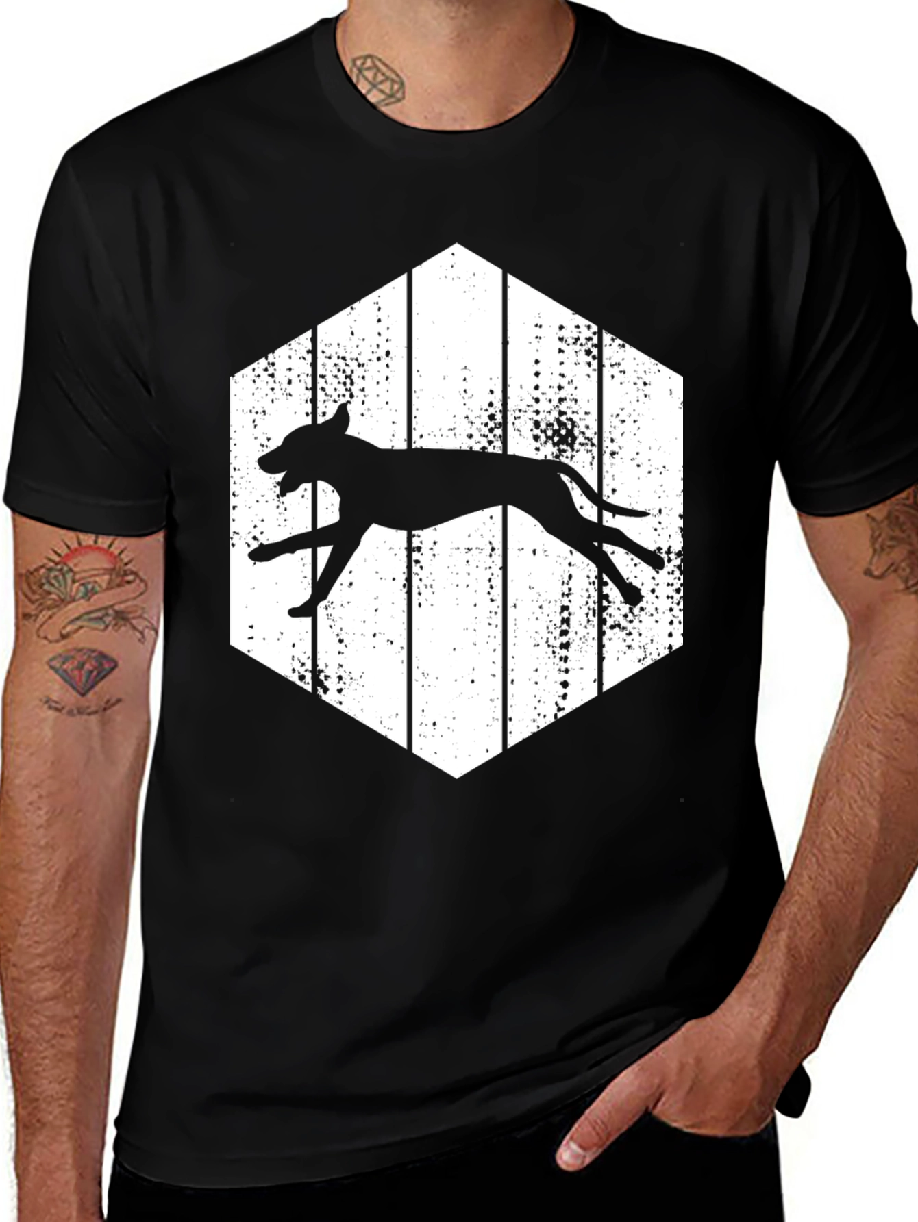 Running Dog Graphic Tee - Hexagon Design
