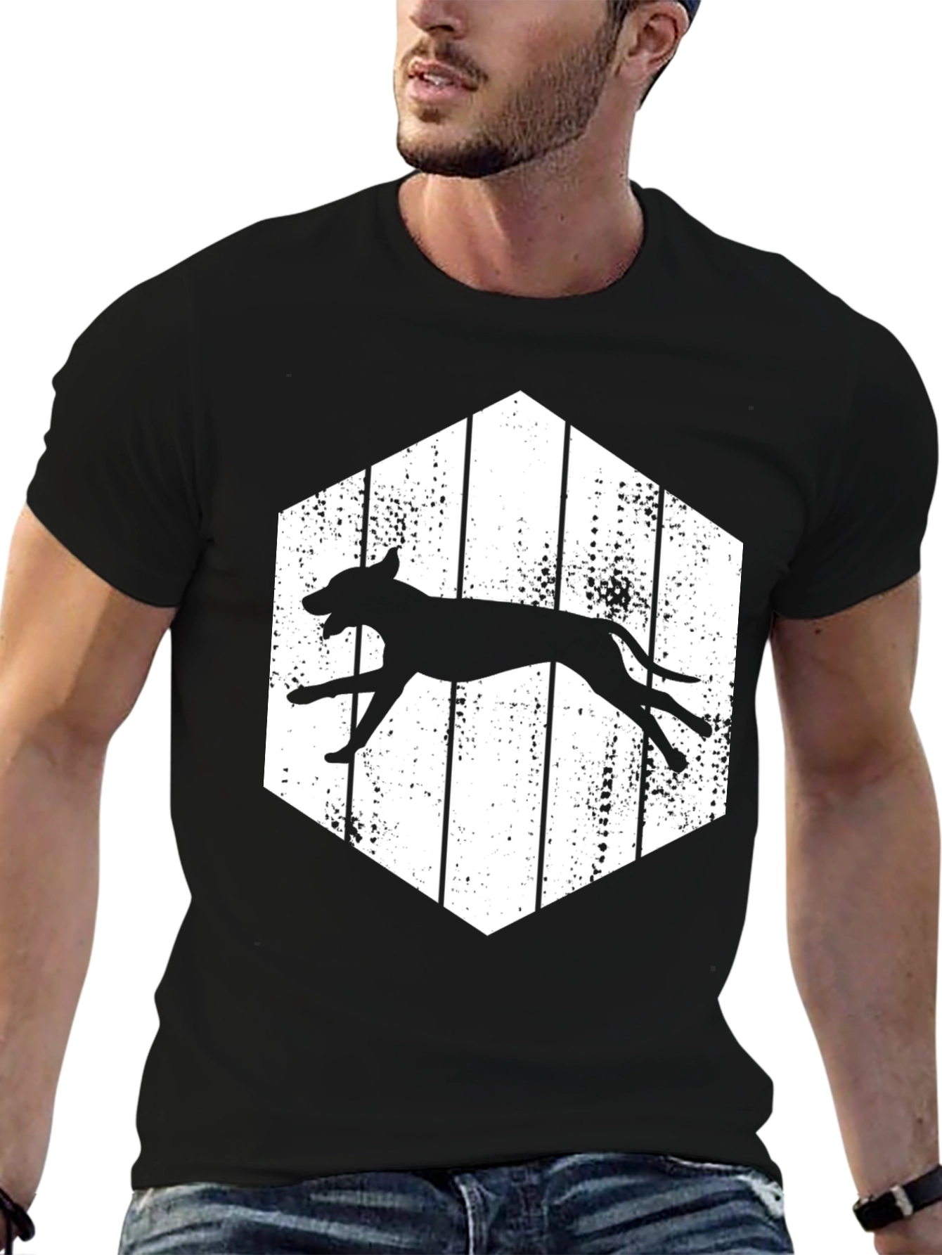 Running Dog Graphic Tee - Hexagon Design