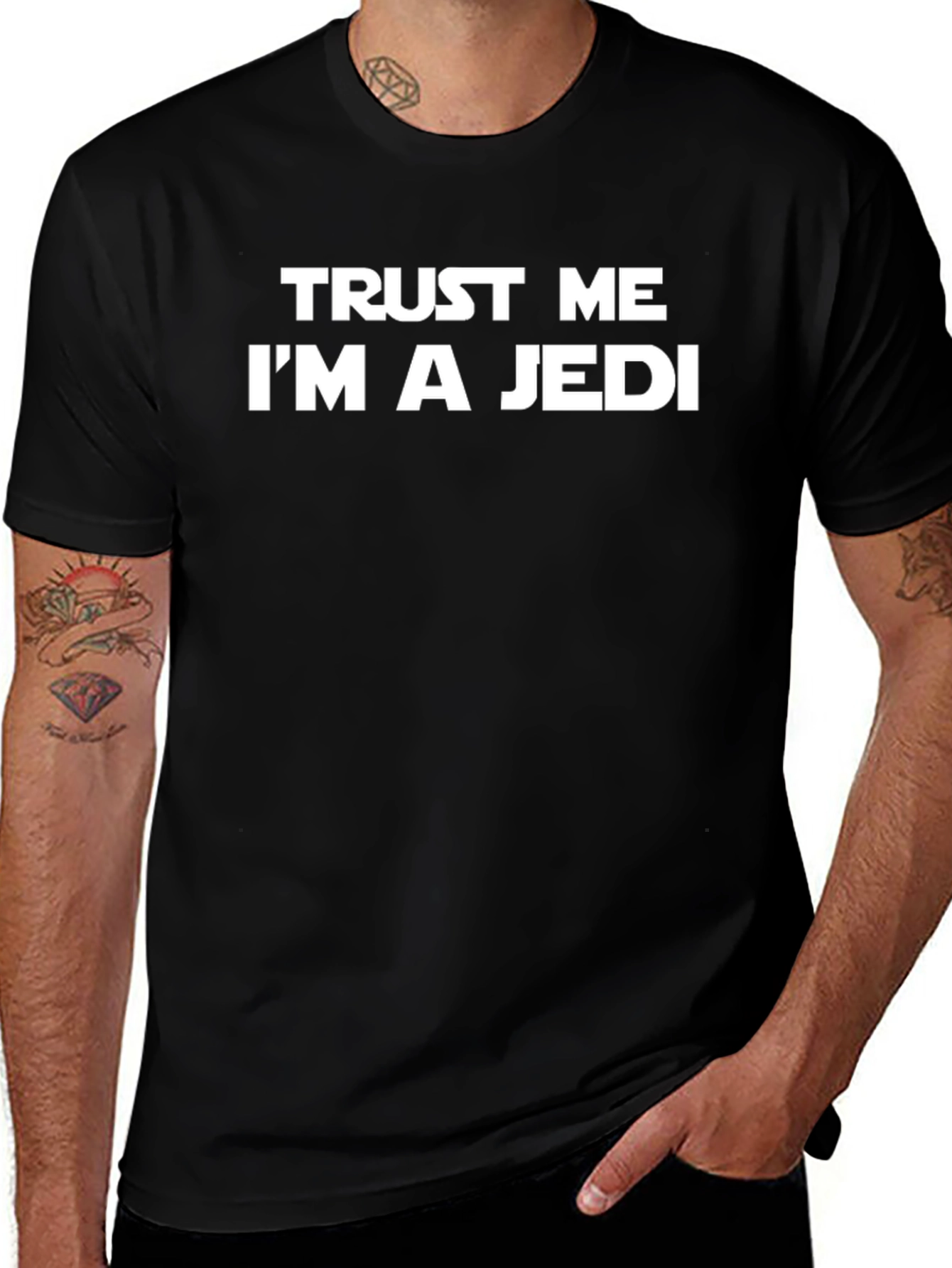 Trust Me Im a Jedi Black Cotton Tee