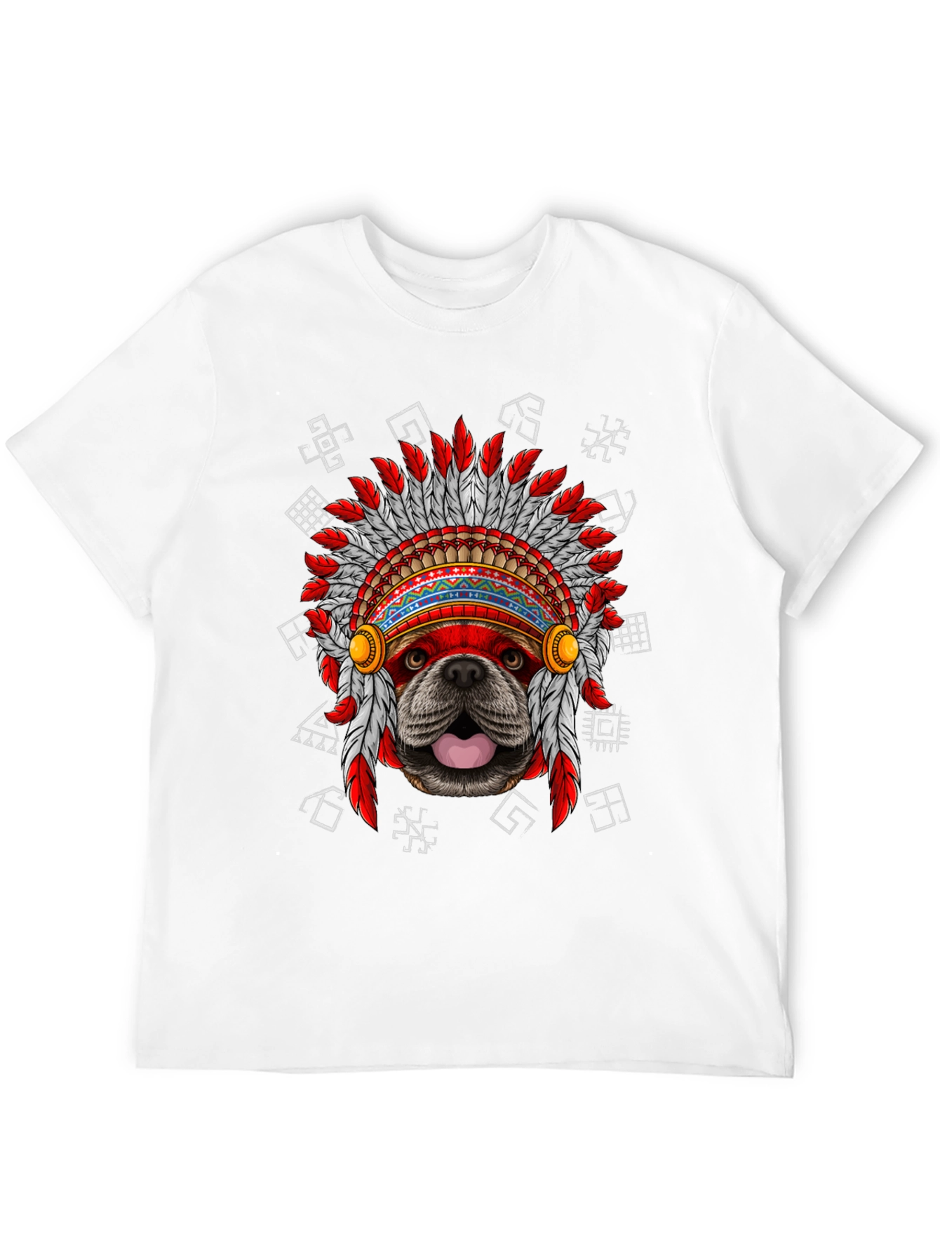 Dog Indian Headdress Black T-Shirt