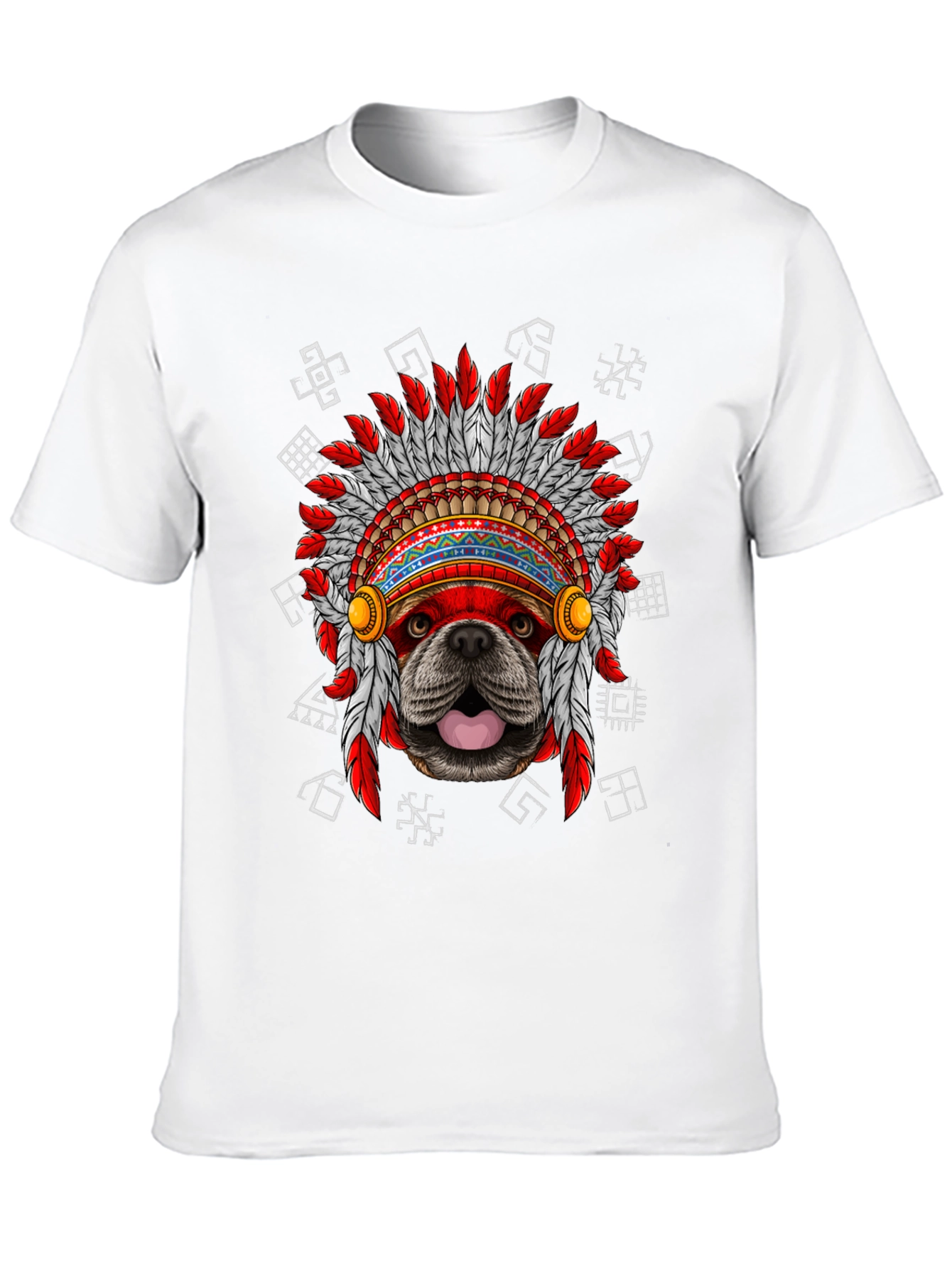 Dog Indian Headdress Black T-Shirt