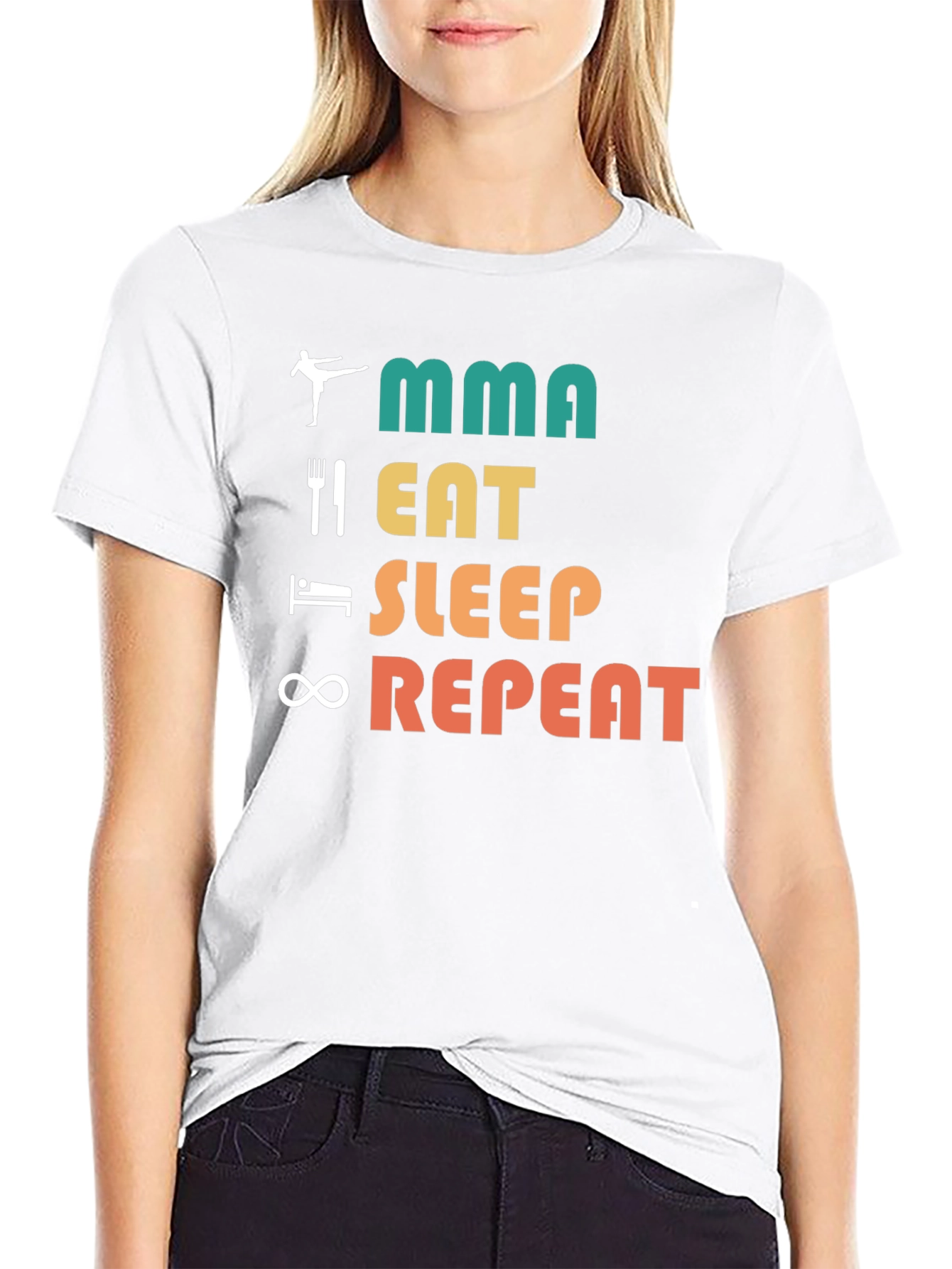 MMA Eat Sleep Repeat Black T-Shirt
