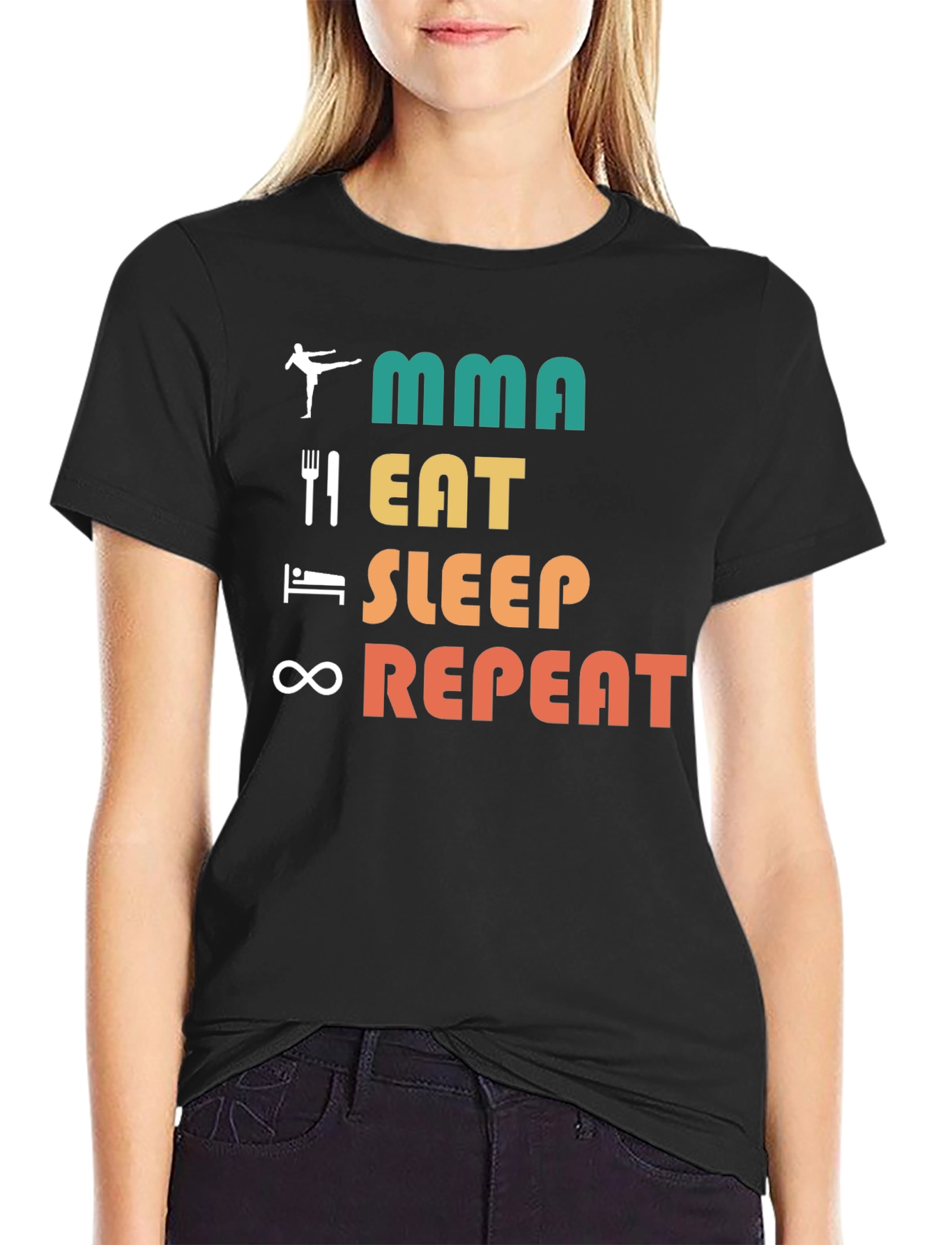 MMA Eat Sleep Repeat Black T-Shirt