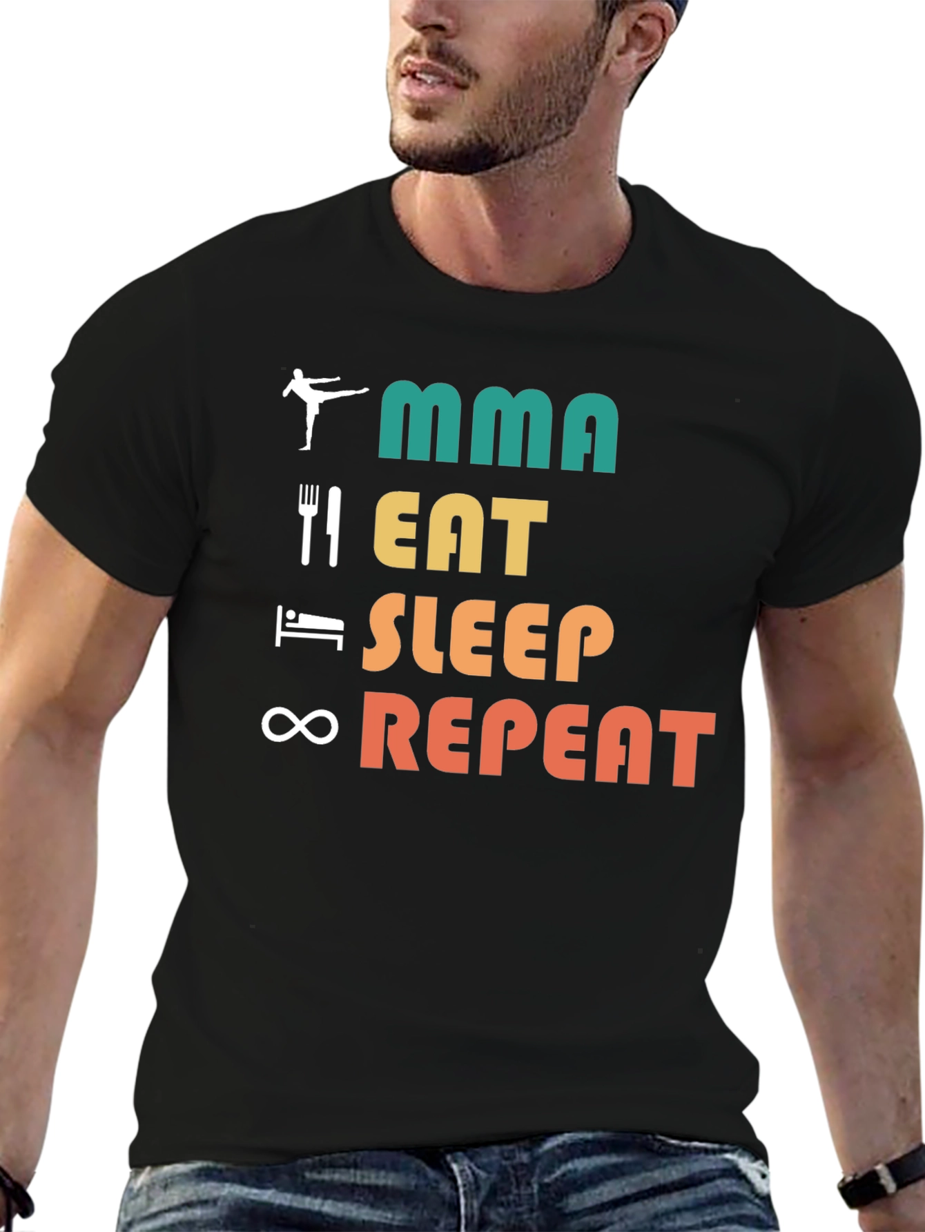 MMA Eat Sleep Repeat Black T-Shirt