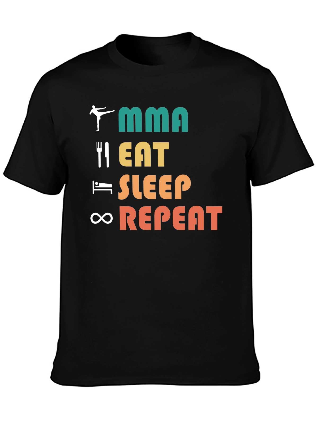 MMA Eat Sleep Repeat Black T-Shirt