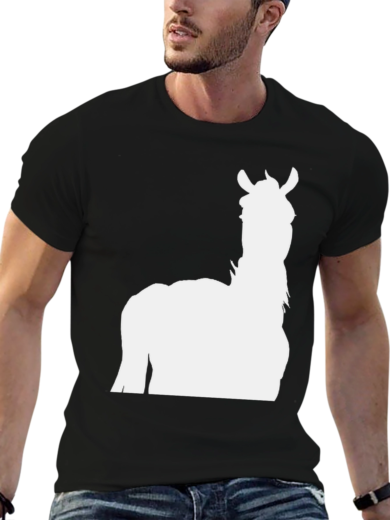 Llama Silhouette Graphic T-Shirt - Black