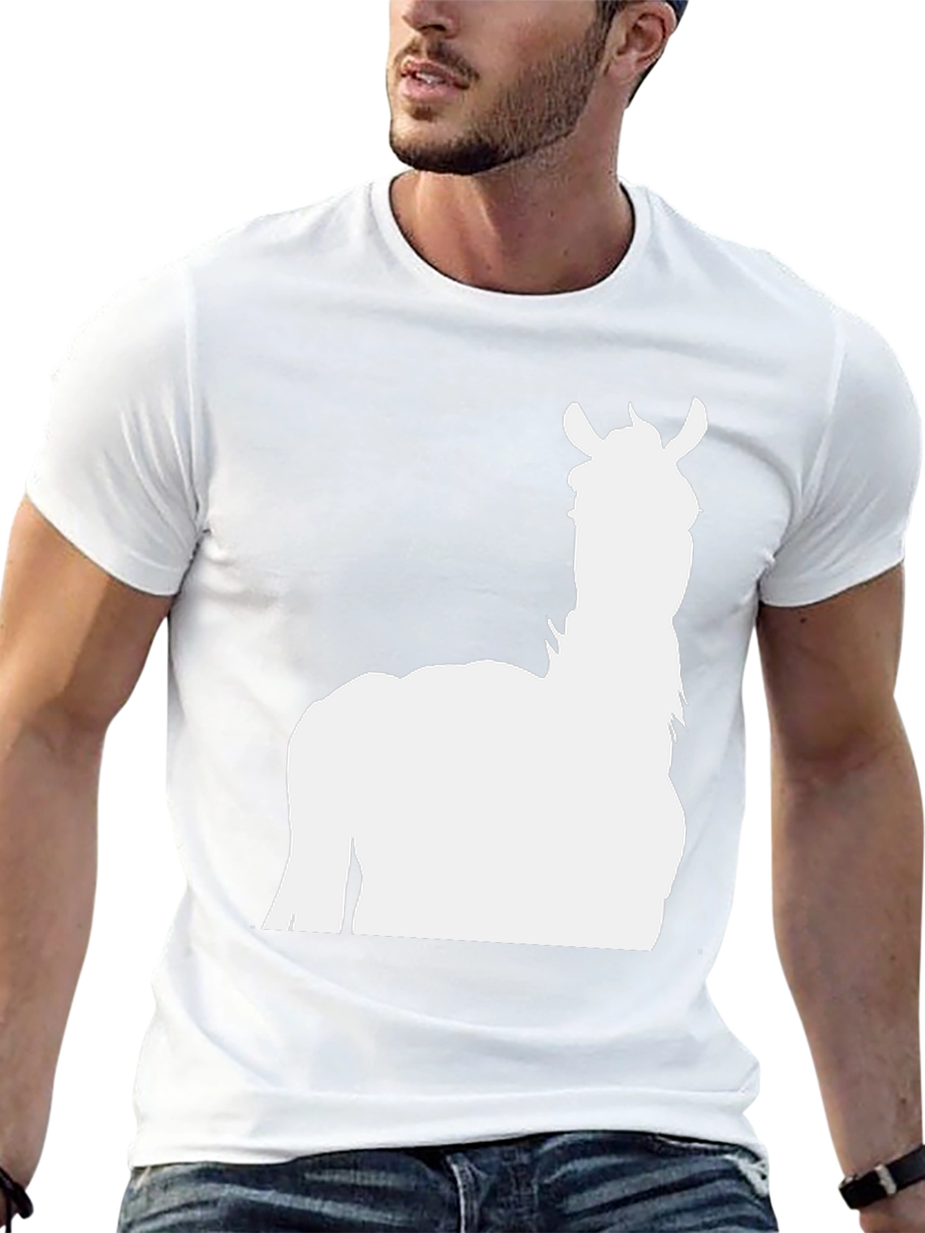 Llama Silhouette Graphic T-Shirt - Black
