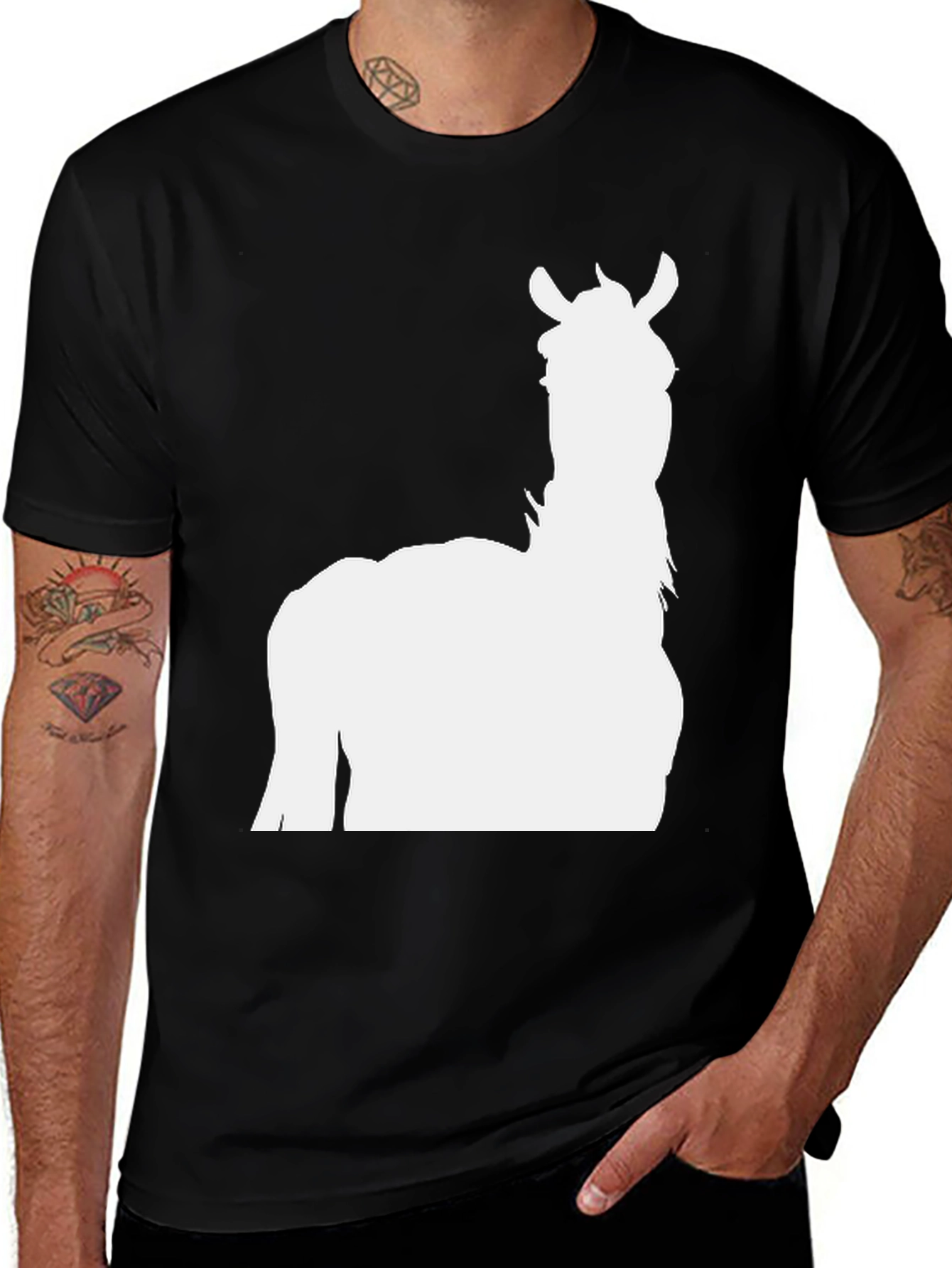 Llama Silhouette Graphic T-Shirt - Black