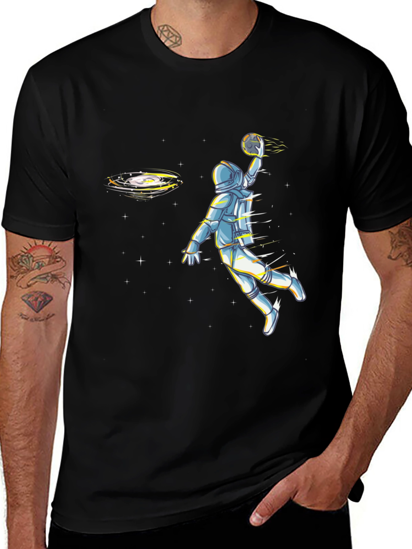 Astronaut Basketball Graphic Tee - Black