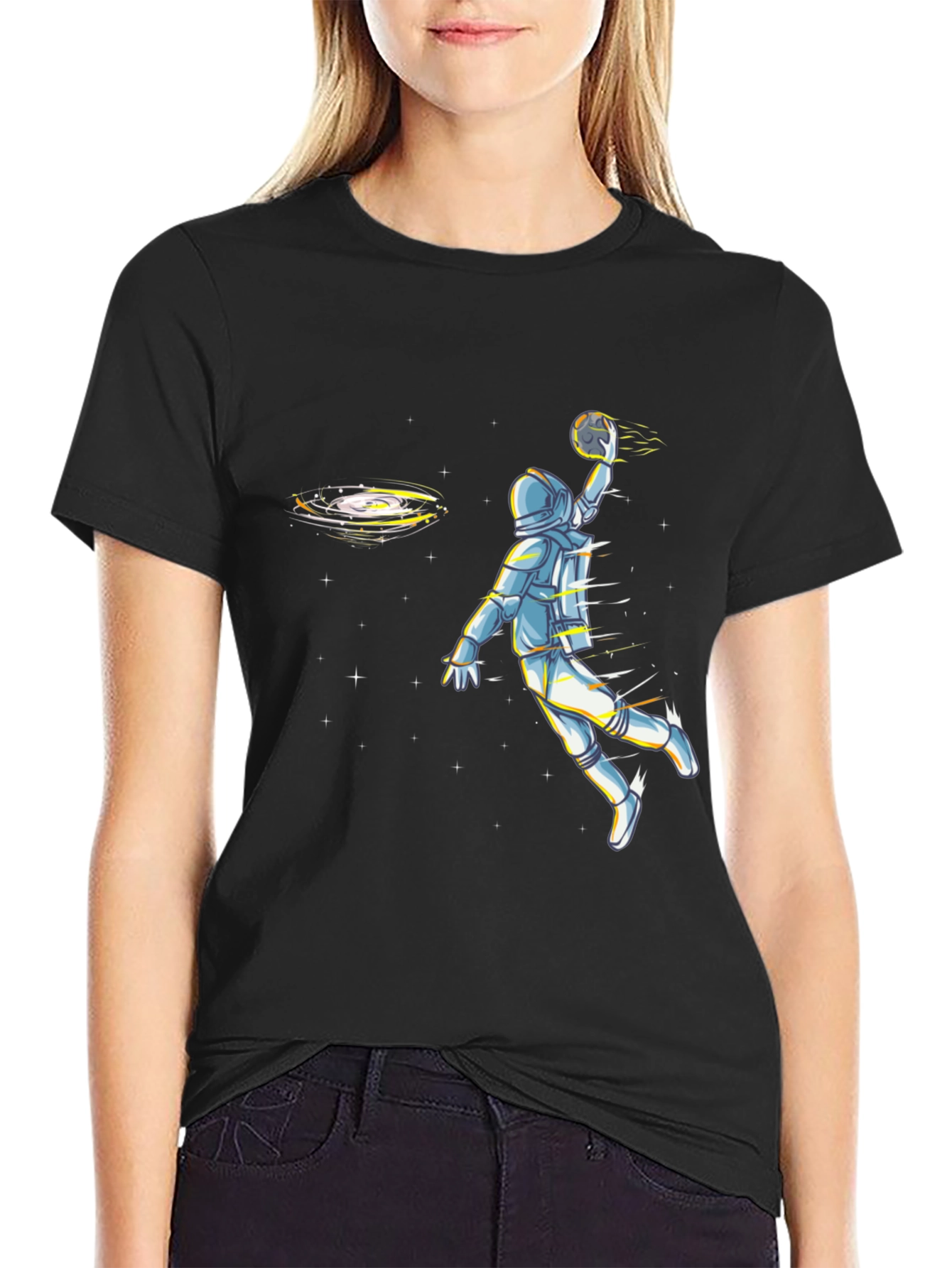 Astronaut Basketball Graphic Tee - Black