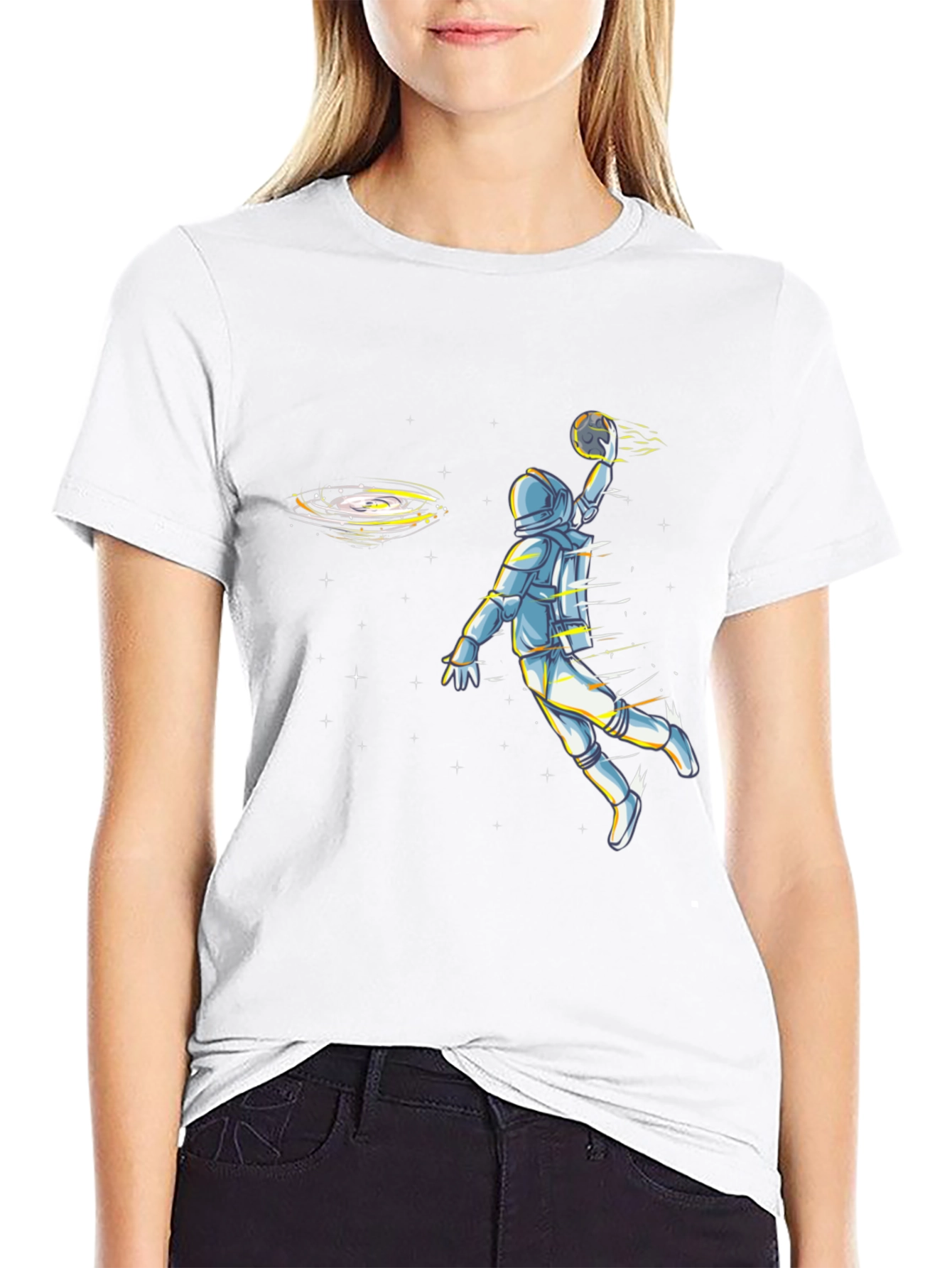 Astronaut Basketball Graphic Tee - Black