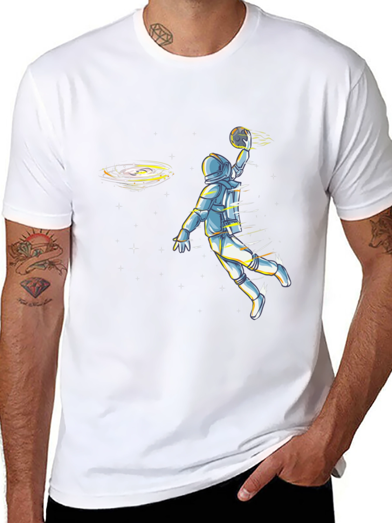 Astronaut Basketball Graphic Tee - Black