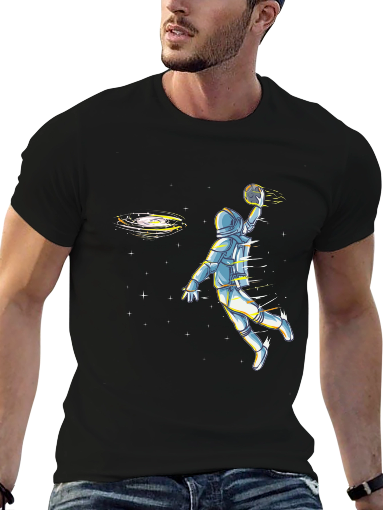 Astronaut Basketball Graphic Tee - Black