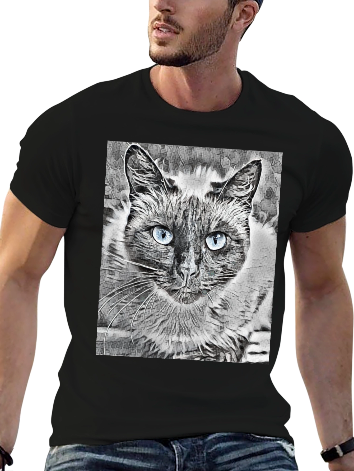 Cat Portrait Graphic T-Shirt