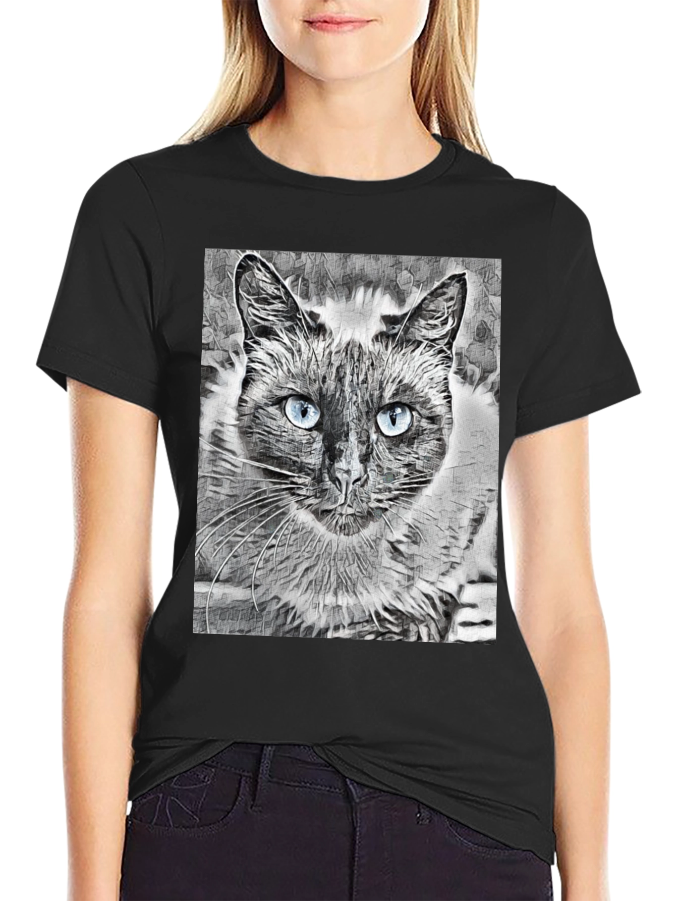 Cat Portrait Graphic T-Shirt