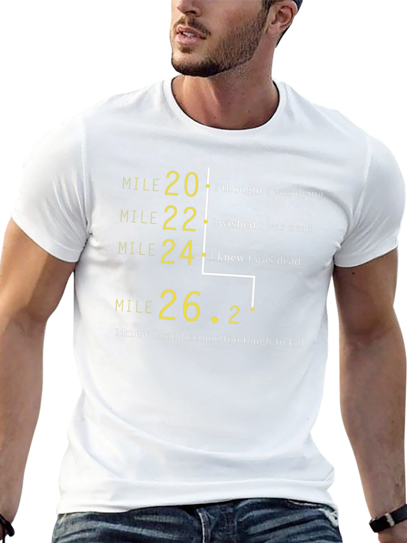 Marathon Mile Marker T-Shirt: Funny Runners Tee