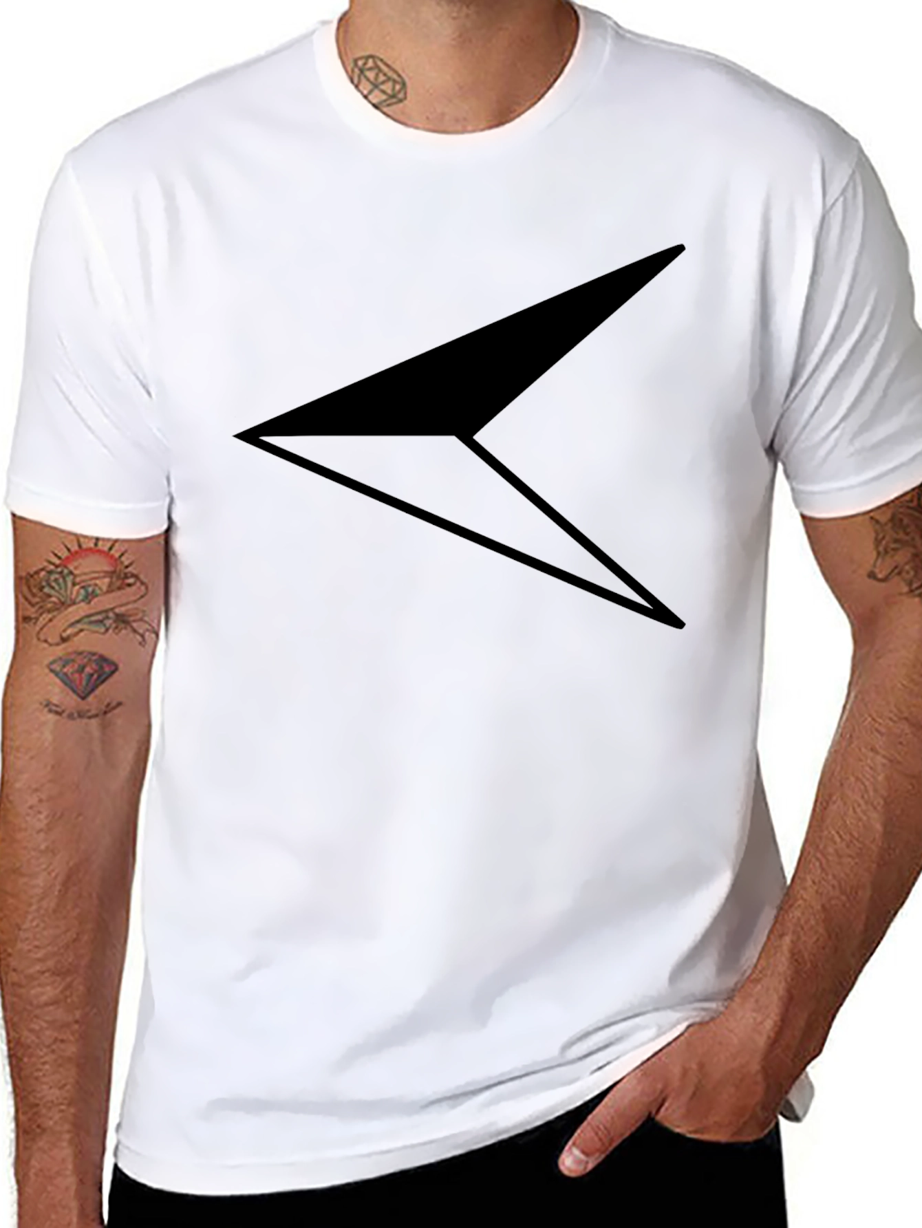 Stylish Black T-Shirt with Geometric Arrow Design