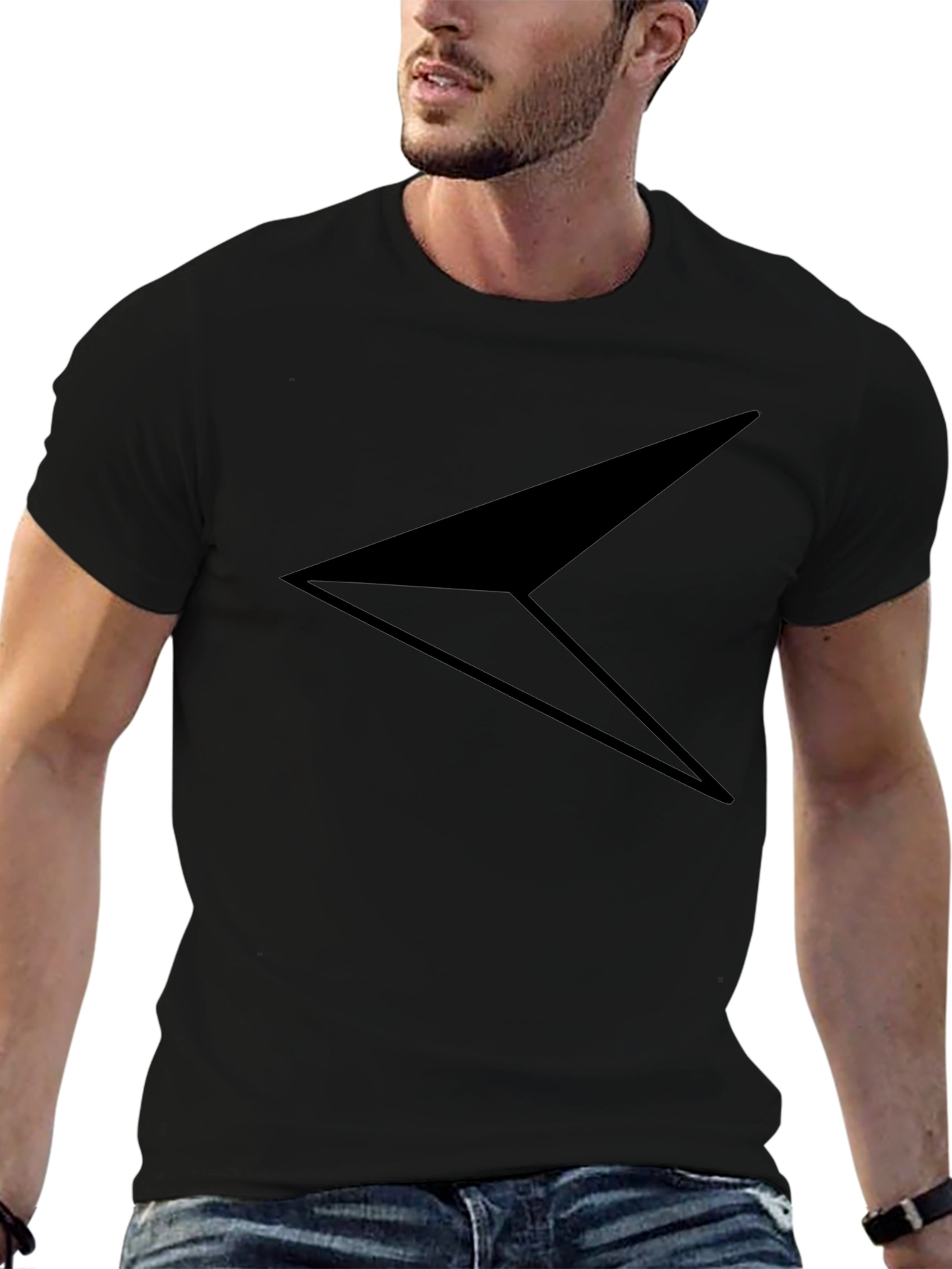 Stylish Black T-Shirt with Geometric Arrow Design