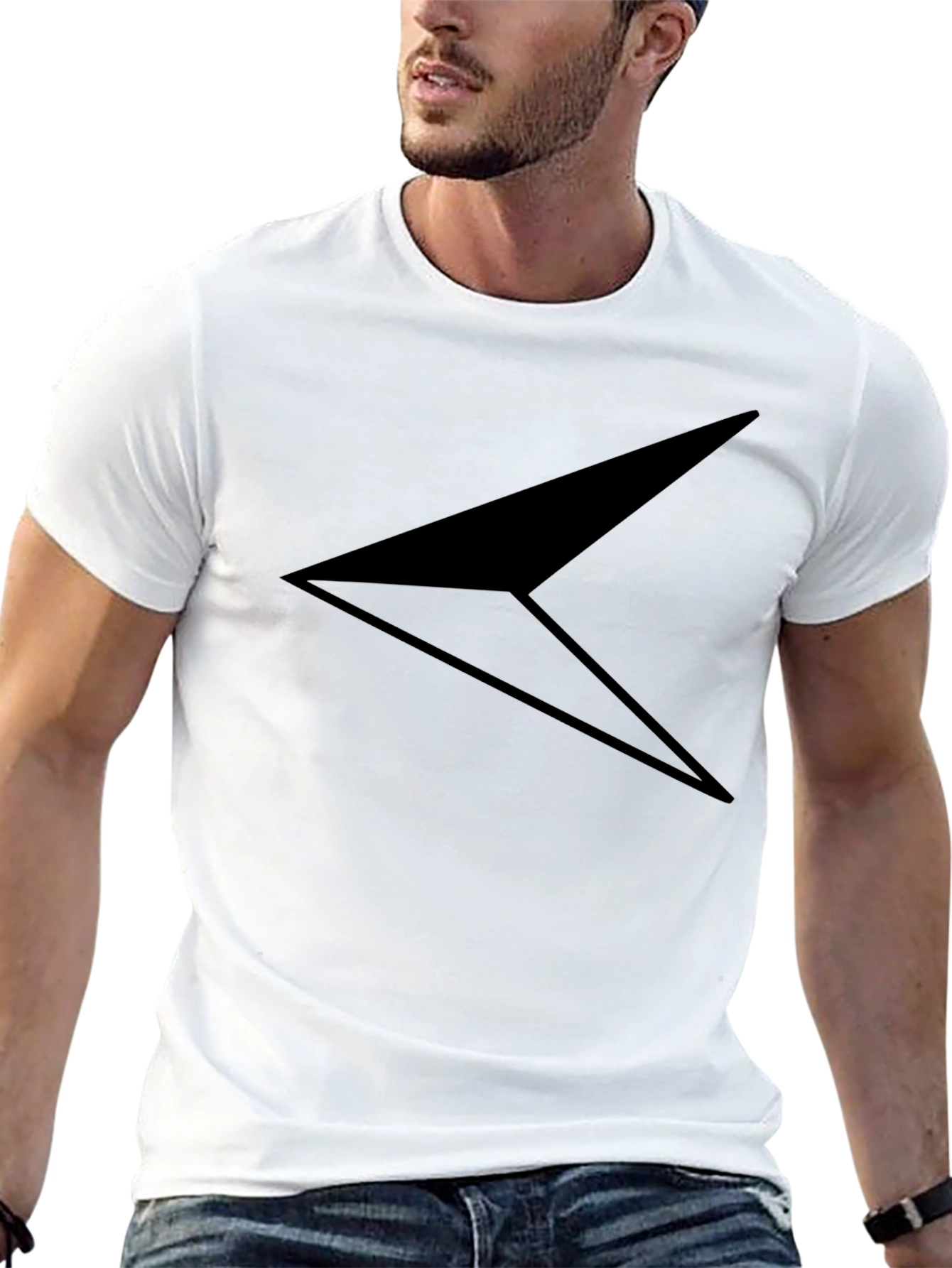 Stylish Black T-Shirt with Geometric Arrow Design