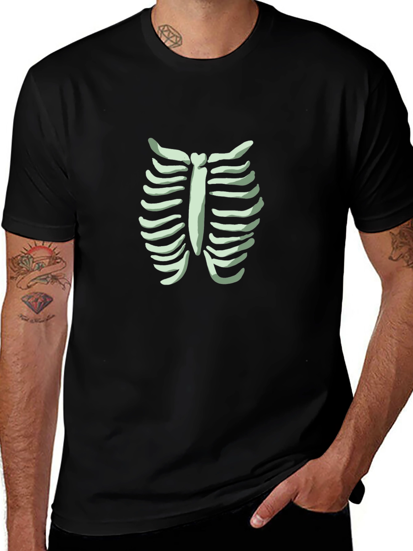 Skeleton Rib Cage Graphic Tee