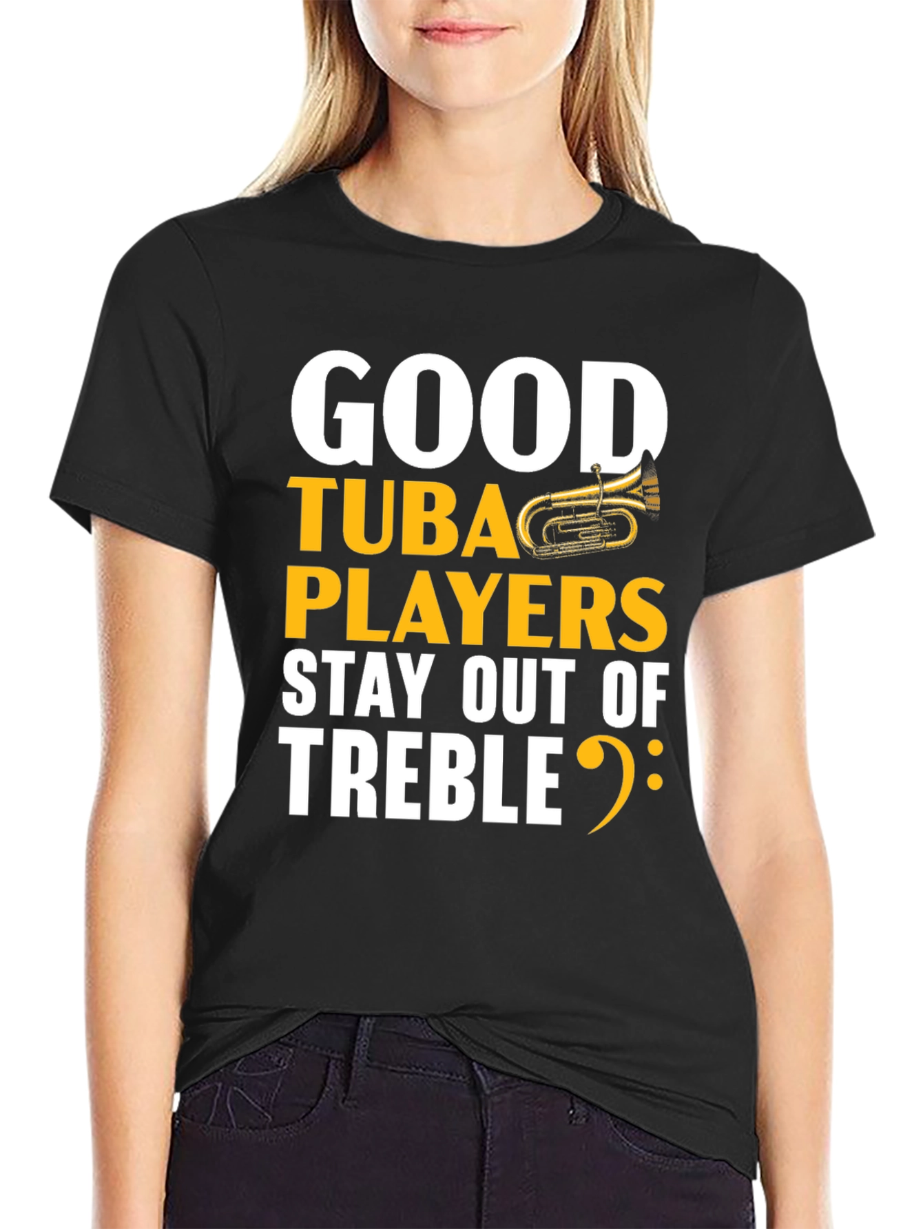 Good Tuba Players Stay Out of Treble Black T-Shirt